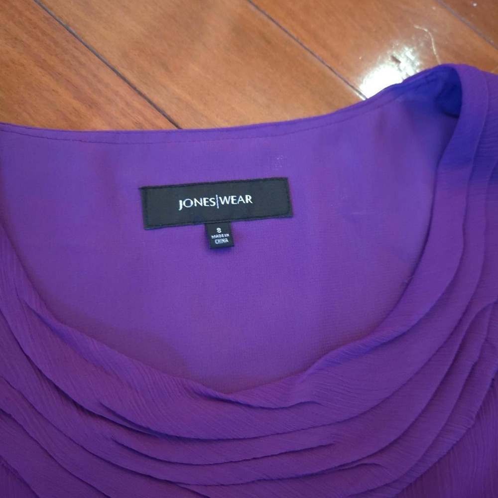 Jones Wear Blouse Womens 8 Purple Excellent Tiered Cowl Neck Sleeveless Top